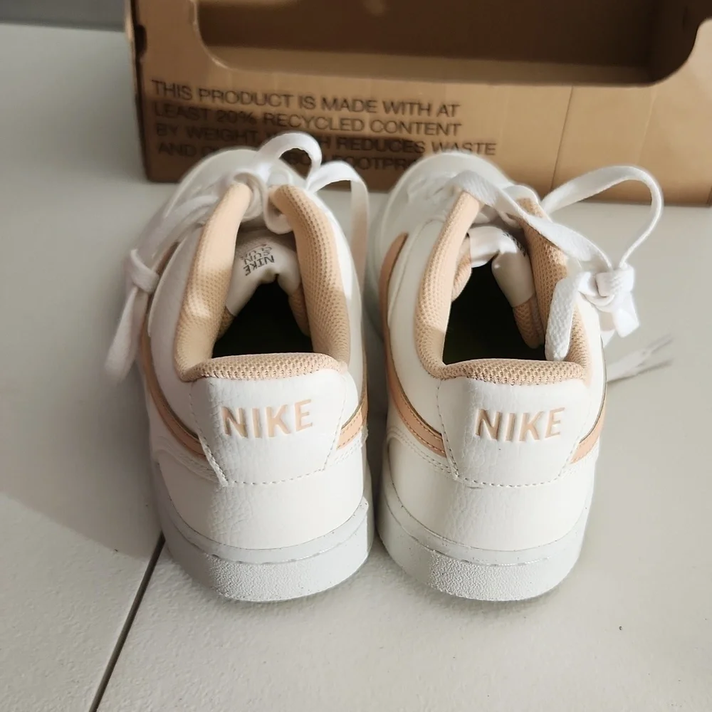 Nike Court Vision Low Sneakers White Peach Womens Size 7